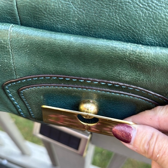 Coach Kristen (14223) Green Leather Hobo Satchel Shoulder Bag (w/twilly)(EUC) - Picture 8 of 17